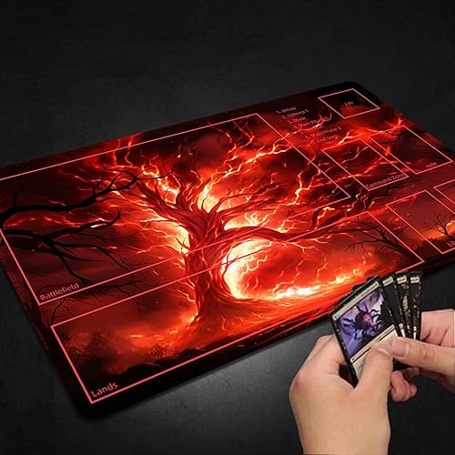 Miniatura 5 de MTG - Tapete de juego con bolsas de almacenamiento gratis, tapete de juego MTG de 24 x 14 pulgadas, TCG y tapete de juego de mesa para tarjetas,