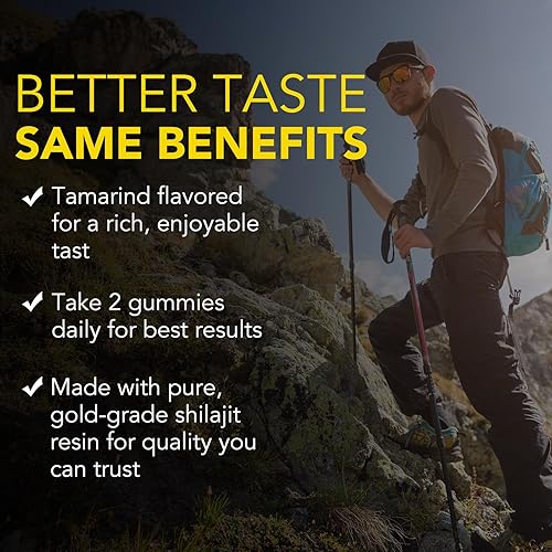 Miniatura 2 de Gomitas Shilajit para hombres y mujeres, gomitas de oro Shilajit ricas en Ashwagandha, Gokshura con más de 85 minerales, sabor auténtico, 100%