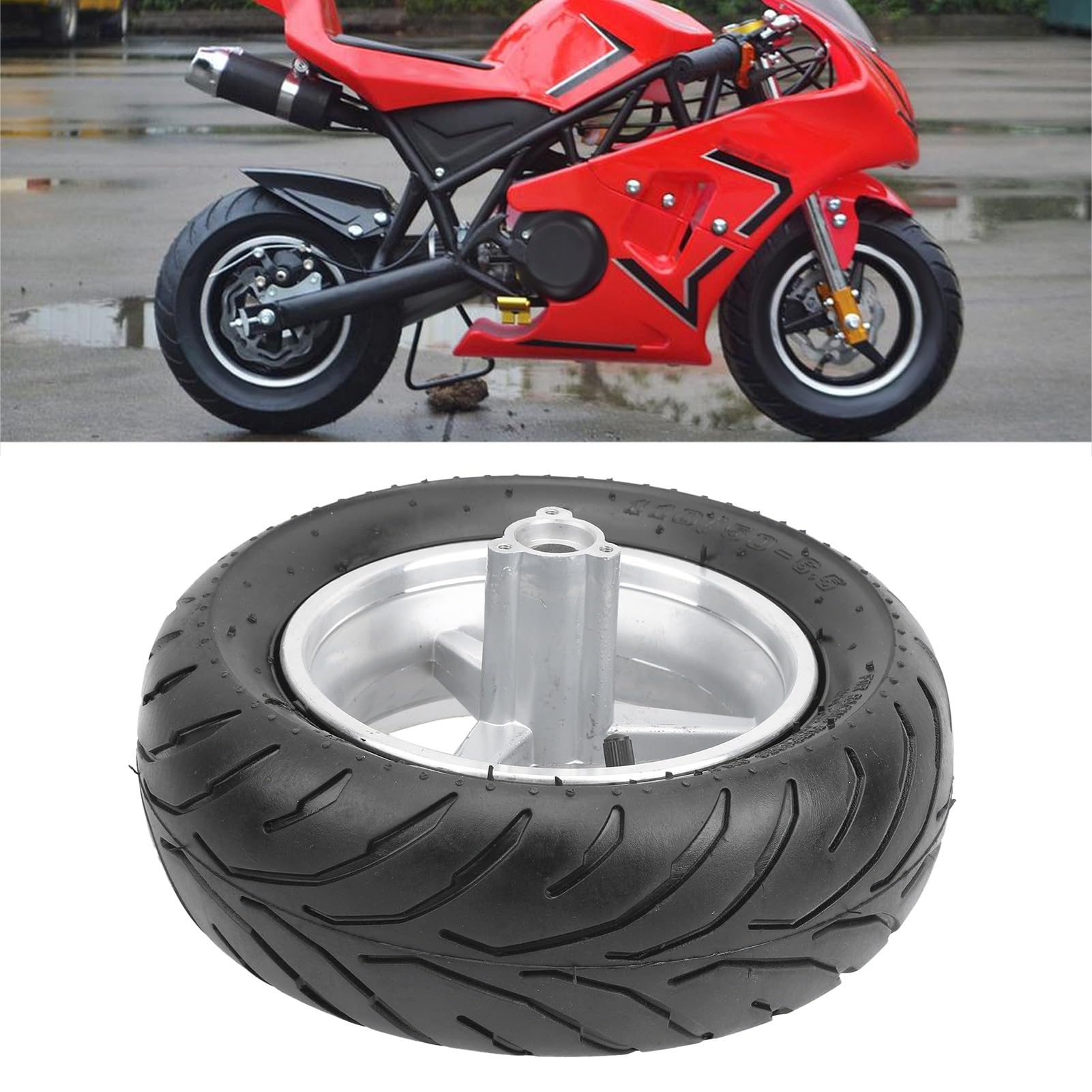Neumático Trasero para Pocket Bike con Llanta Antideslizante - Reemplazo de Alto Rendimiento para Motos de 47cc 49cc