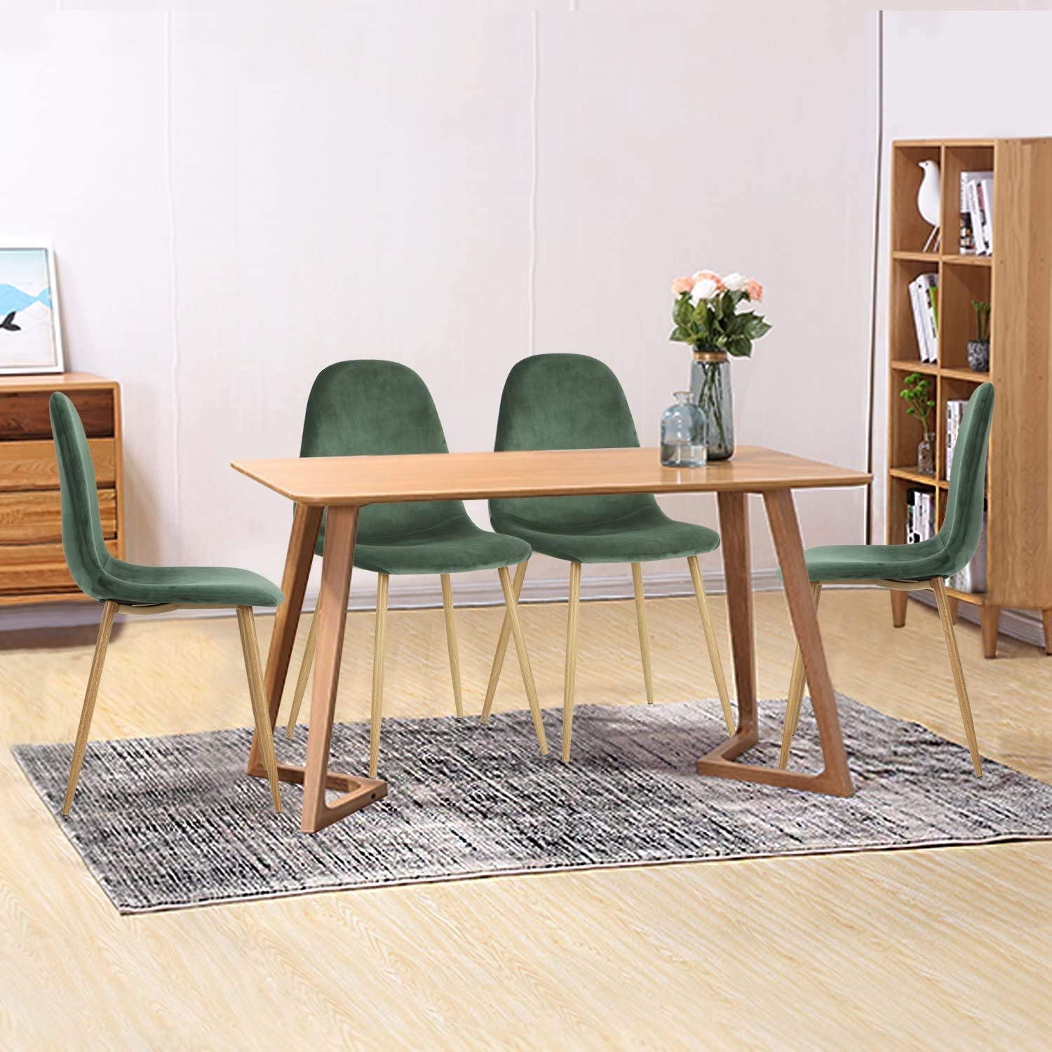 GreenForest Velvet Dining Chairs Set of 4ï¼ŒDining Kitchen Room Chairs