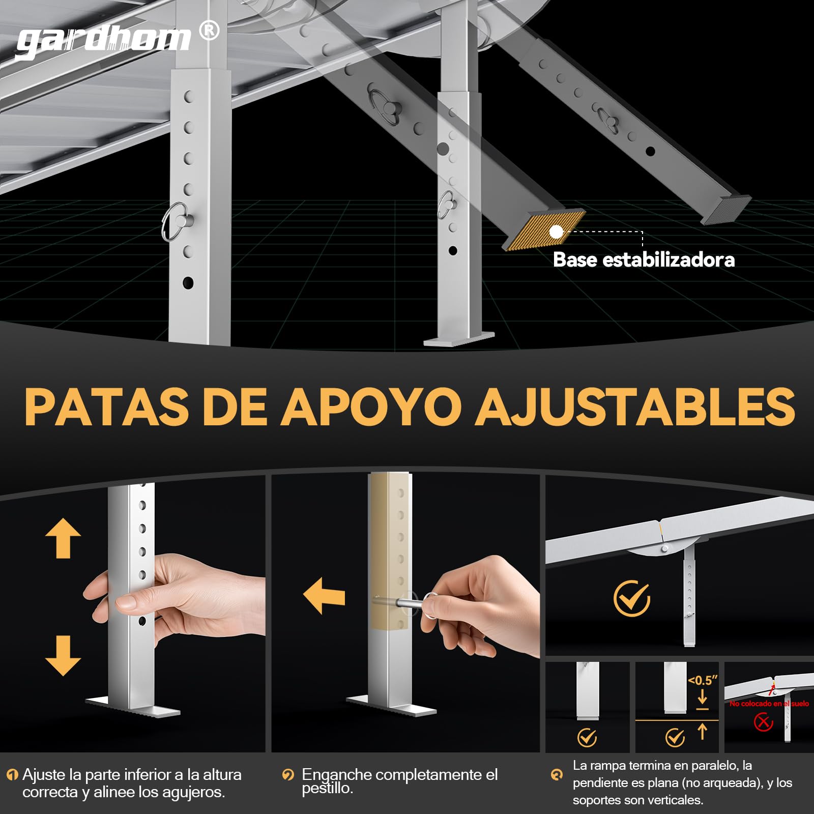 gardhom Rampas para sillas de Ruedas de 305 cm, Extra Anchas de 72 cm, Plegable, portátil, Antideslizante, de Aluminio, para umbral de Puerta, escalones, escaleras, Capacidad de Carga de 362 kg