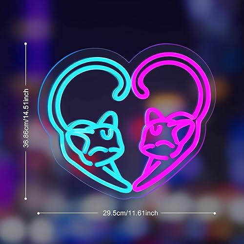 Miniatura 2 de Letrero de neón con diseño de gato para niños, luces de neón LED, decoración de pared para amantes de los gatos, dormitorio, sala de juegos, USB