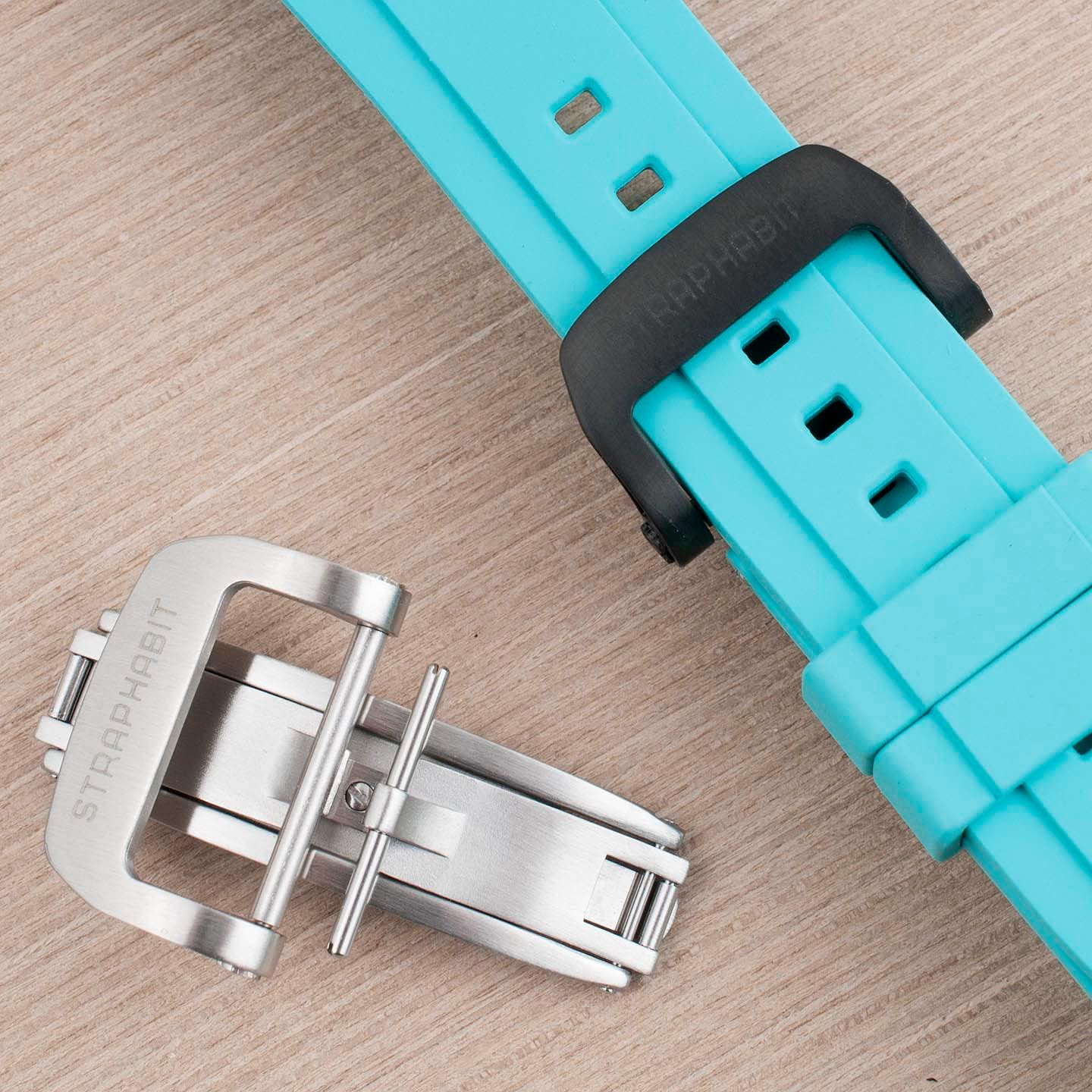 StrapHabit Spring Loaded Deployant Buckle Watch Clasp - Stainless Steel Deployment Clasp Fits FKM Rubber Watch Straps