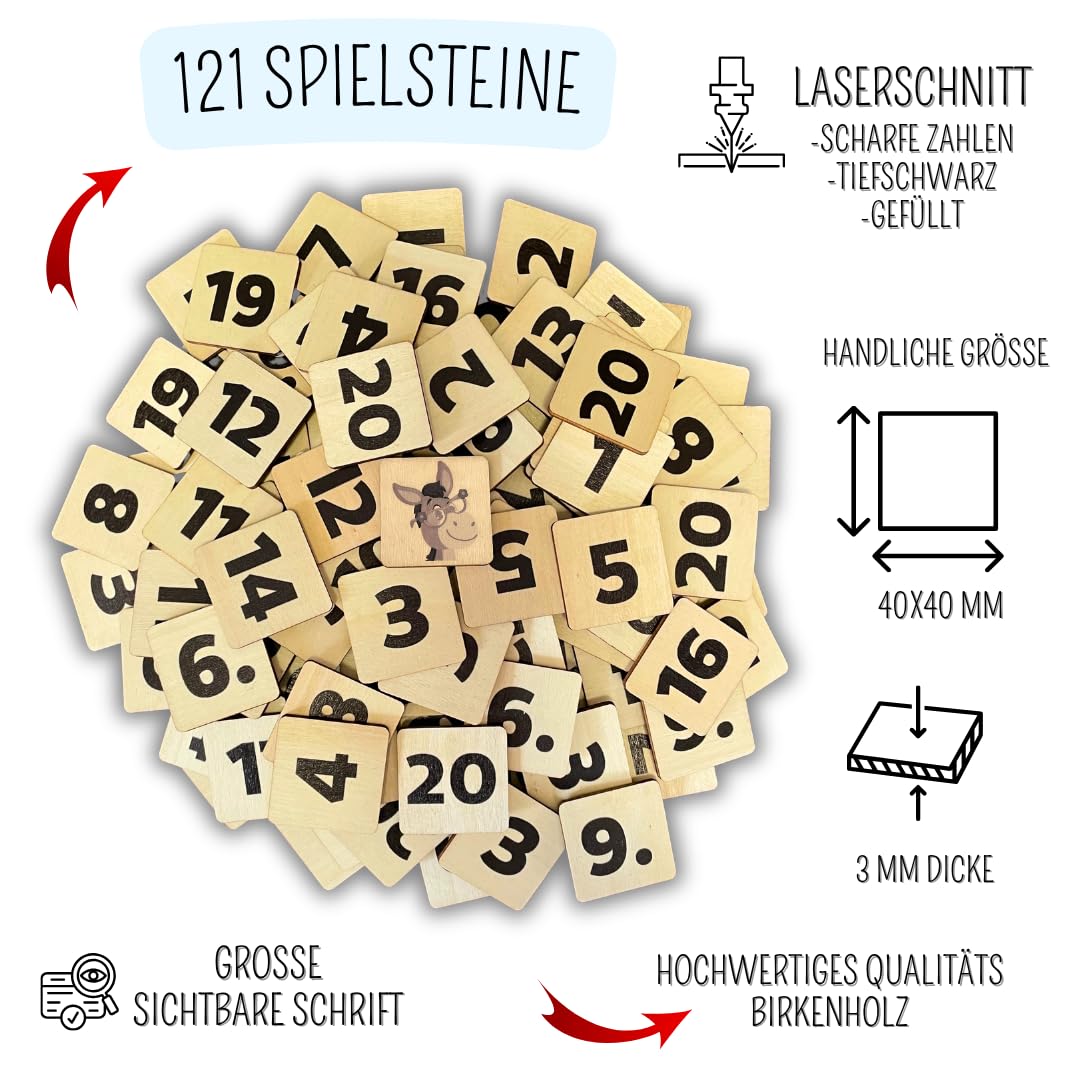 Mutou Das Eselspiel 2.0 ECKIG 121 Teile Holz Familienspiel Lernspiel