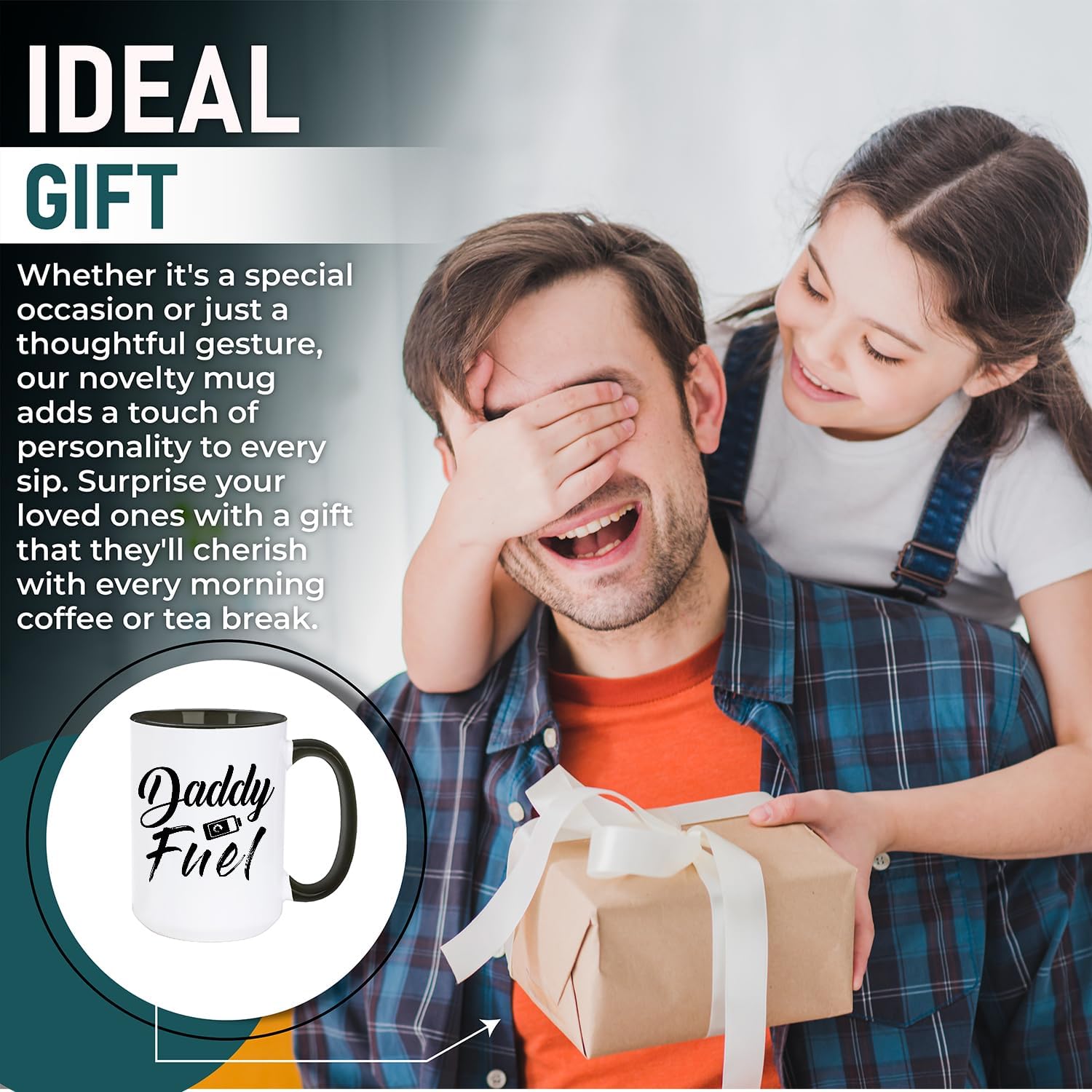 shop4ever Daddy Fuel Ceramic Coffee Mug Cup, Gift for Dad 15 oz. (Black Handle) - Image 6