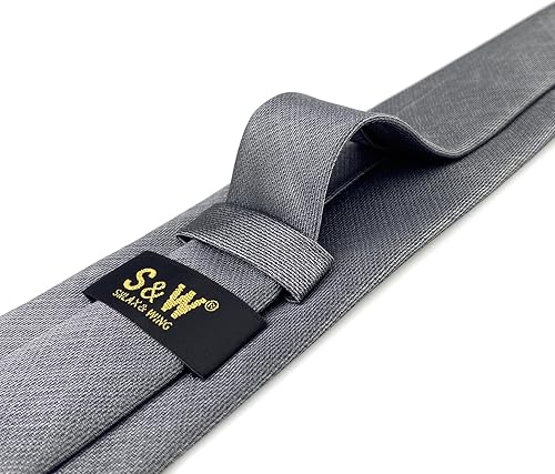 Miniatura 10 de SW SHLAXWING Corbatas de seda para hombre modernas color azul marino sólido