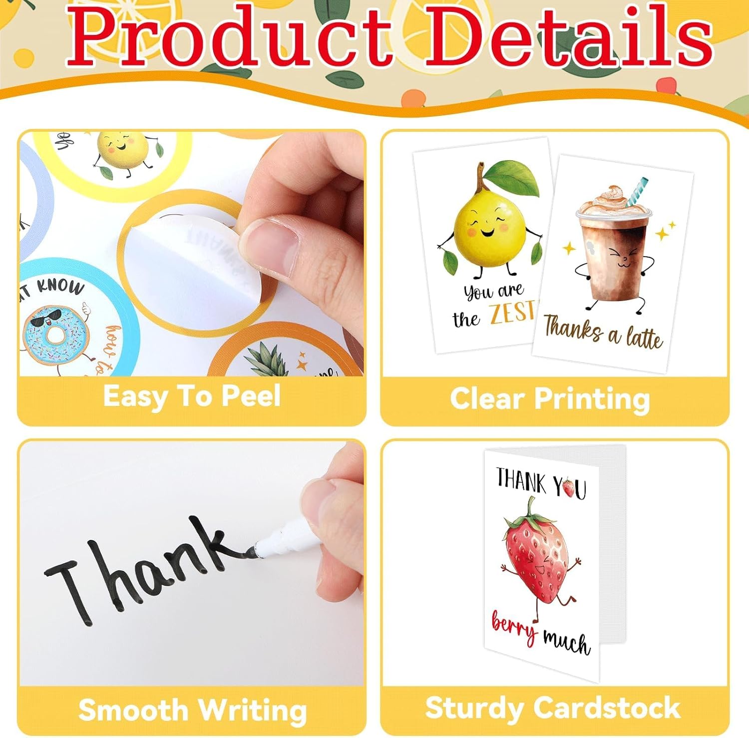 50Pcs Funny Thank You Cards With Envelopes & Stickers Employee Appreciation Cards Blank Inside Staff Cute Pun Card for Teachers Appreciation Kids Coworkers Business Assorted Greeting Card 6x4In - Image 3