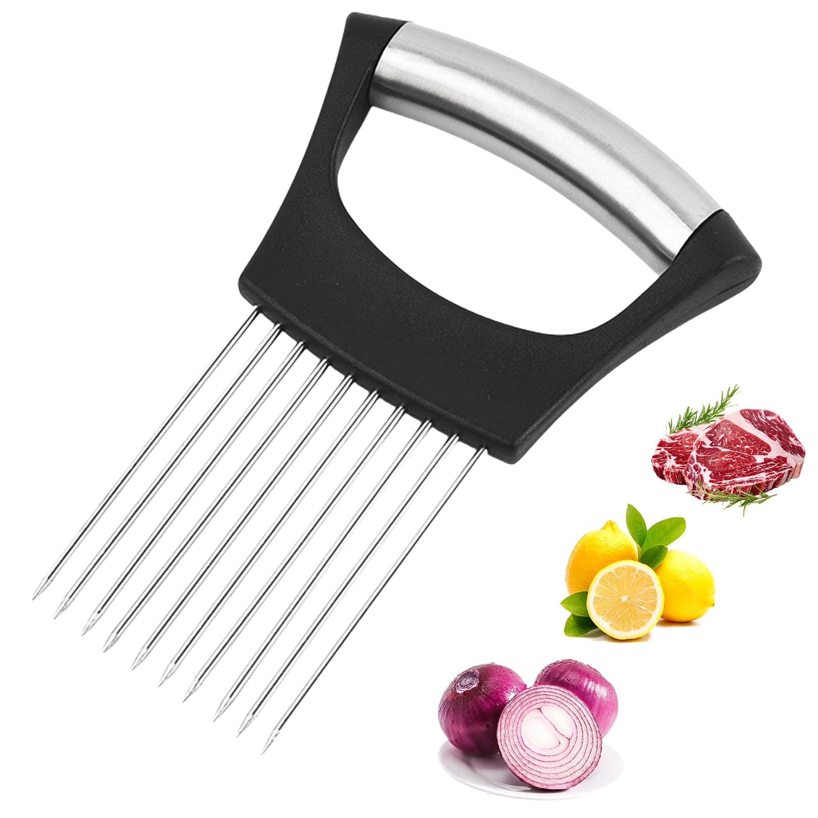 WLVinson Zwiebelhalter aus Edelstahl Kochen Zubehör,Vegetable Cutter Küchenutensilien fürs Ganze Haus,Sicheres Hilfswerk
