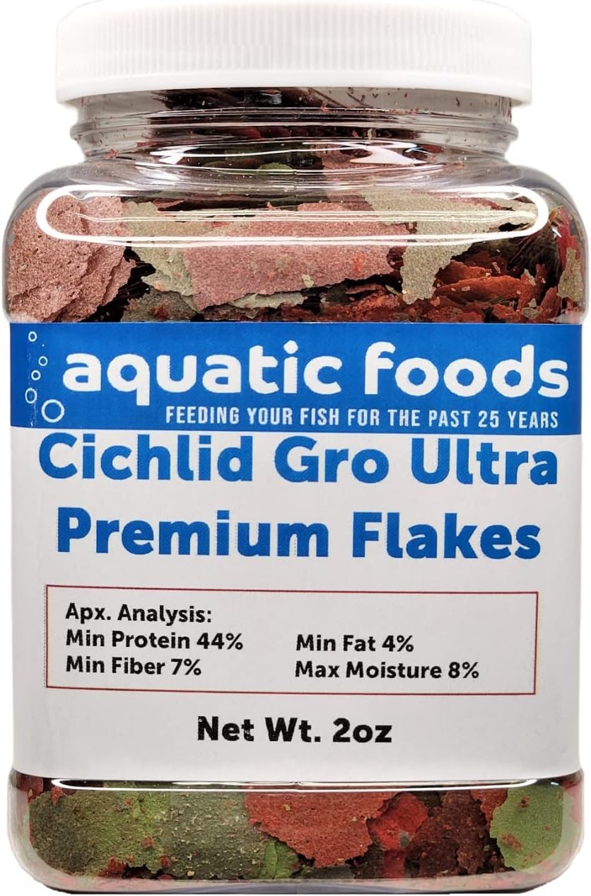 Aquatic Foods Inc. Cichlid Growth Flakes, ULTRA 8Type Premium Flake Mix for Discus