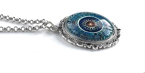 Miniatura 4 de Blue Mandala Necklace - Bohemian Pendant for Women - Handmade Meditation Jewelry