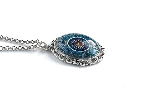 Miniatura 4 de Blue Mandala Necklace - Bohemian Pendant for Women - Handmade Meditation Jewelry