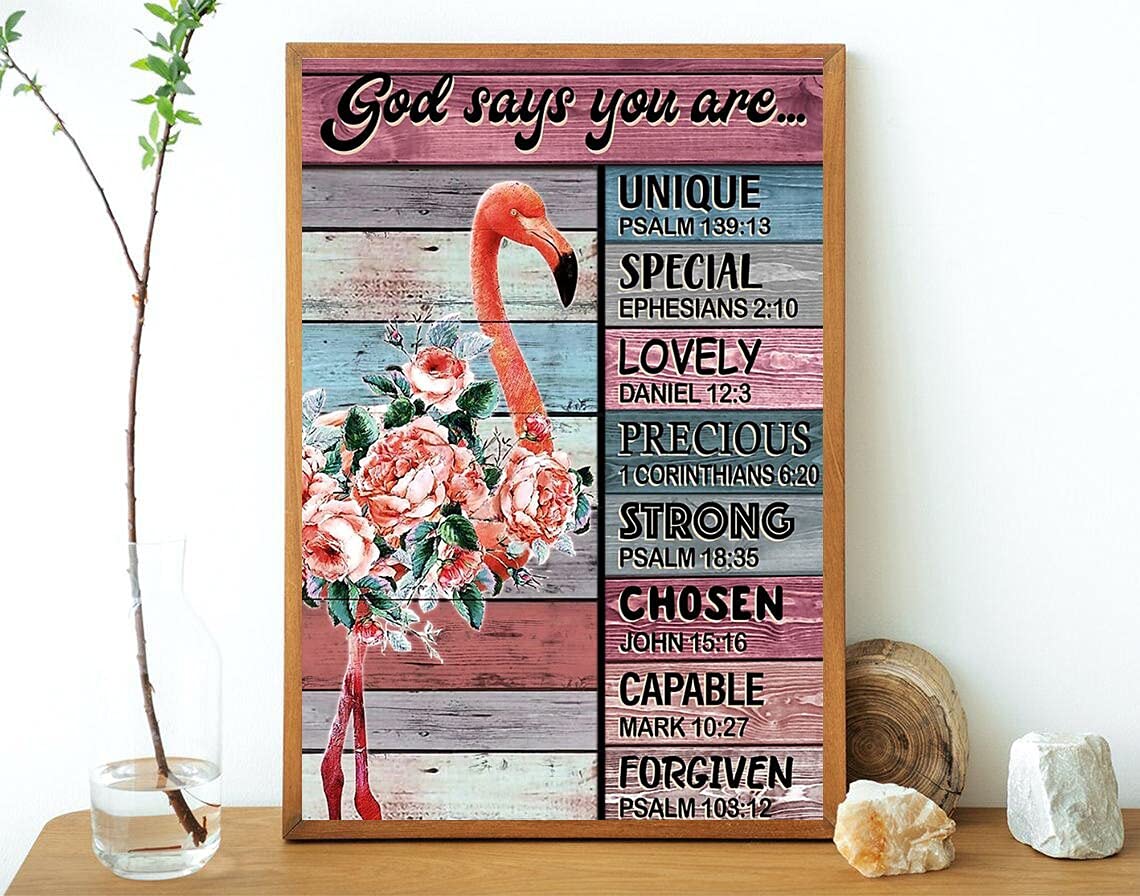 Nuboxx Yt_1 Flamingo God Says You Are Poster Flamingo Art Decor Flamingos Lover Poster Metal Tin Sign 6X8 Inches