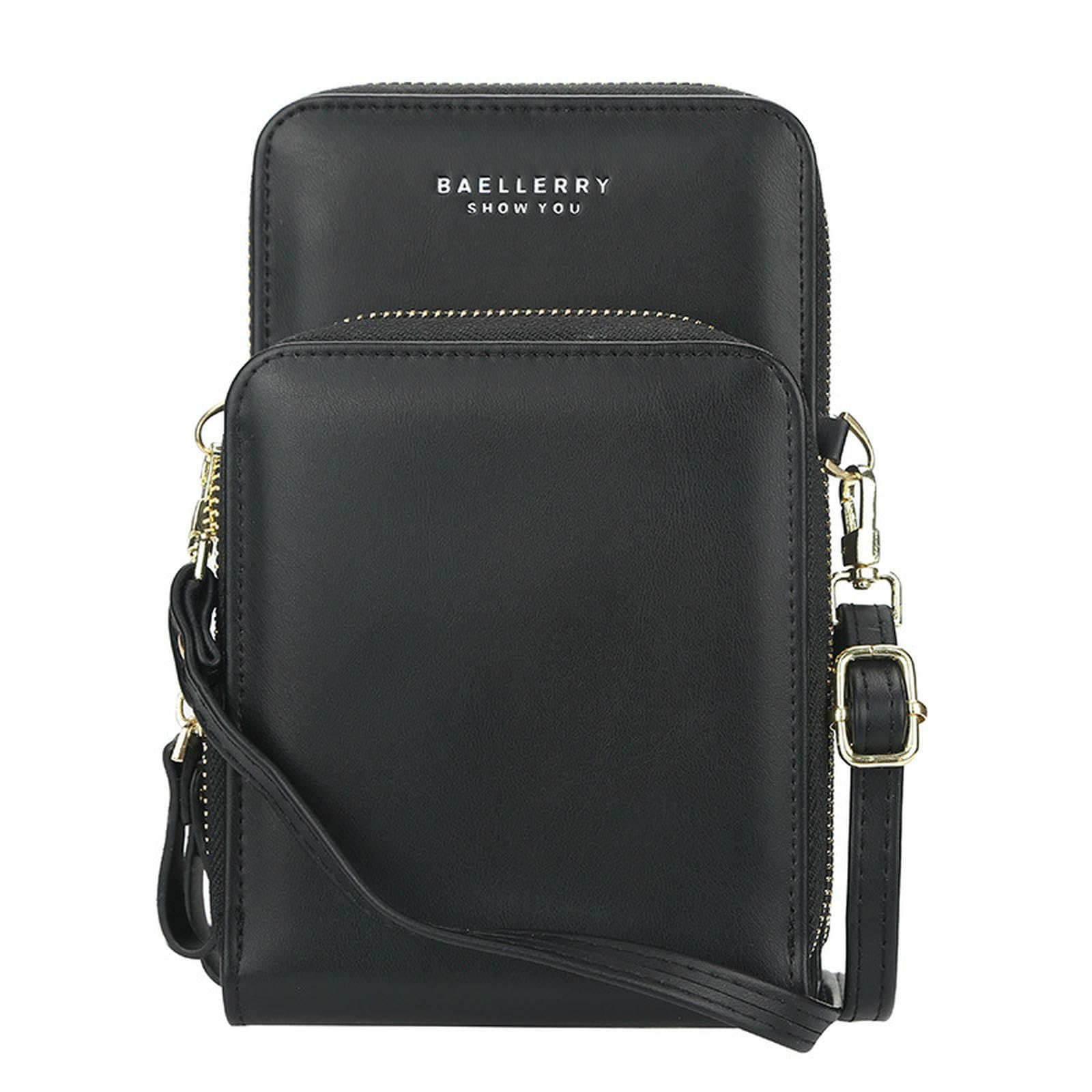 Portfel damski o dużej pojemności, zamek błyskawiczny, torba na telefon komórkowy, modna i wszechstronna, miękka skóra, torebka crossbody, prezent dla kobiet, kolor czarny
