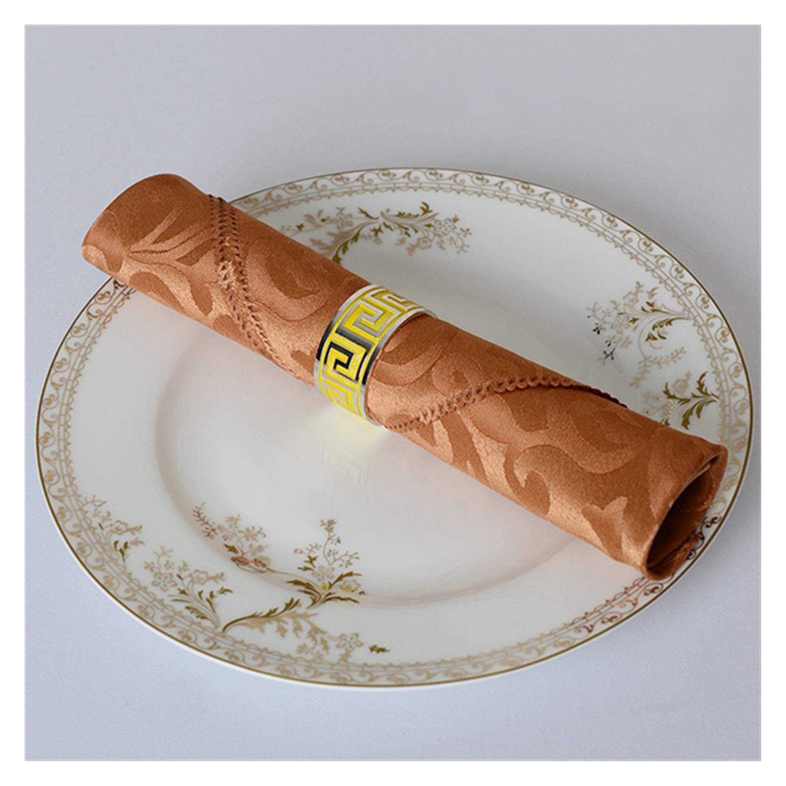 Cloth Dinner Table Napkins, Dinner Napkins 10pcs, Multicolor Square Embroidered Cloth(Coffee)