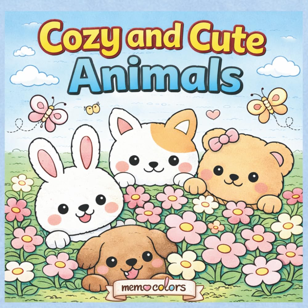 Memo Colors Vol. 1: Cute Animals Coloring Book for Adults and Teens Featuring Adorable Fuzzy Characters in Cozy Scenes for Relaxation