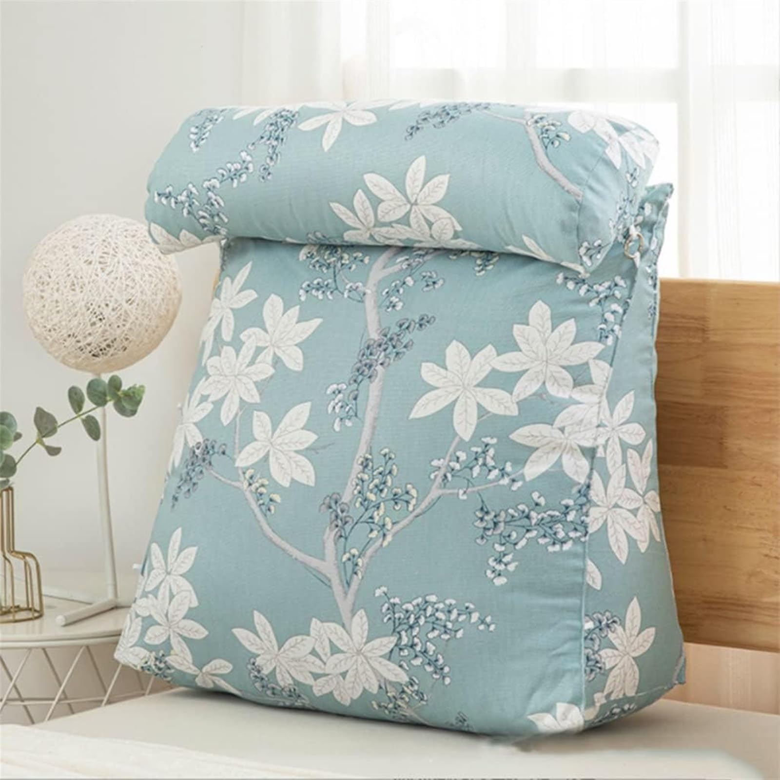 ZXGRfdefa reading pillow, With Pocket, Triangle Back Cushion Pillow On Bed Reading Watching TV Backrest Soft(E,45cm)