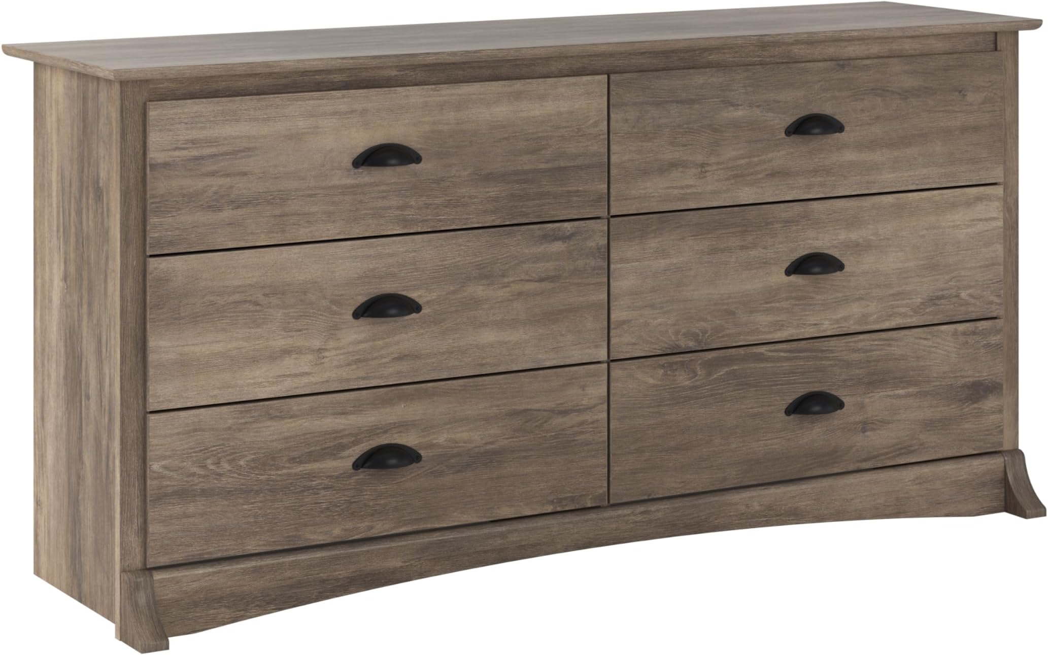 Sonoma 6-Drawer Double Dresser for Bedroom, Wide Chest of Drawers, Traditional Bedroom Furniture, 59" wide x 17.5" deep x 29" tall, Drifted Gray