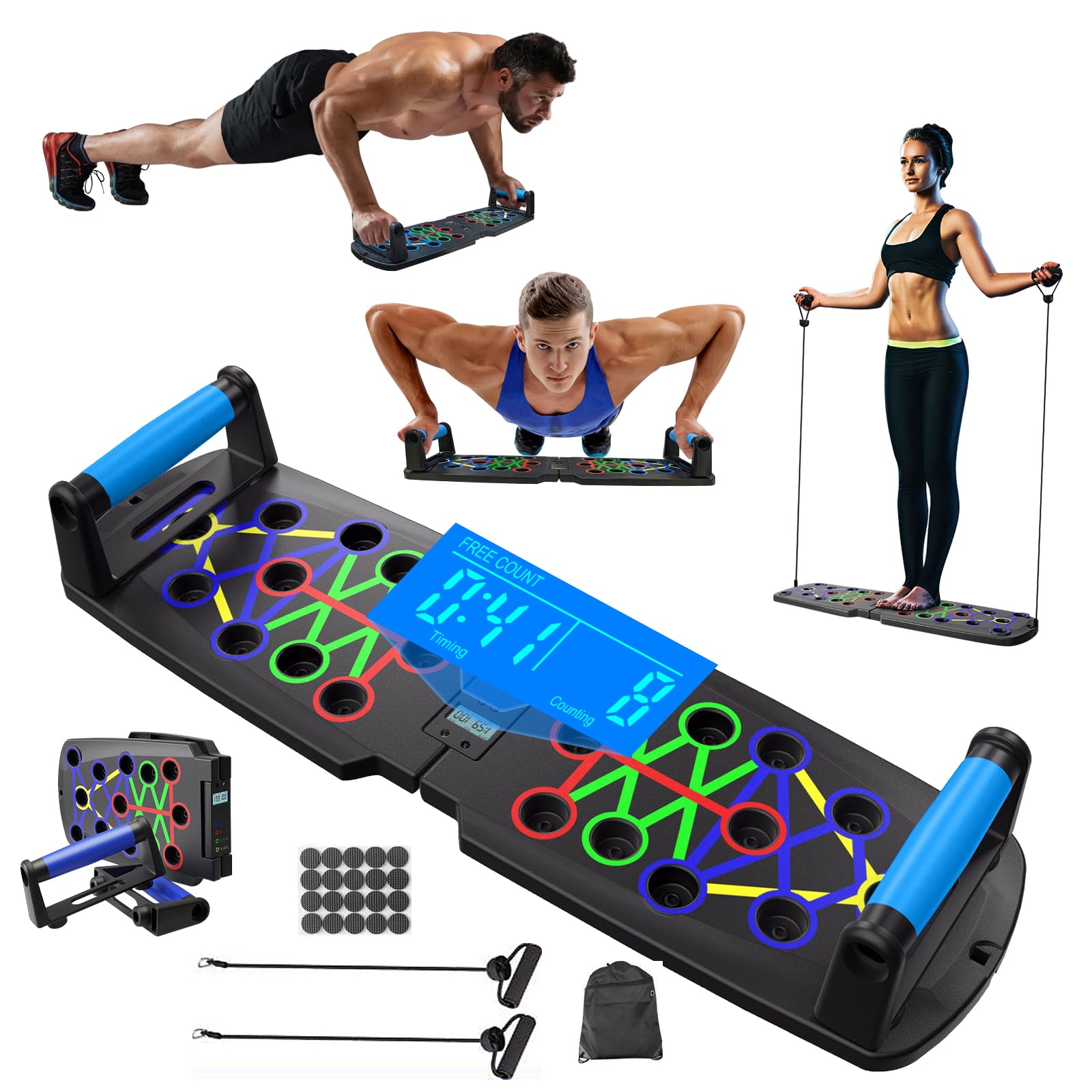 ALEENFOON Push Up Board with Automatic Count Multi-Function 30 in 1 Press Up Board Foldable Home Gym Equipment Shoulders,Chest,Back and Triceps Strength Training Equipment for Men & Women