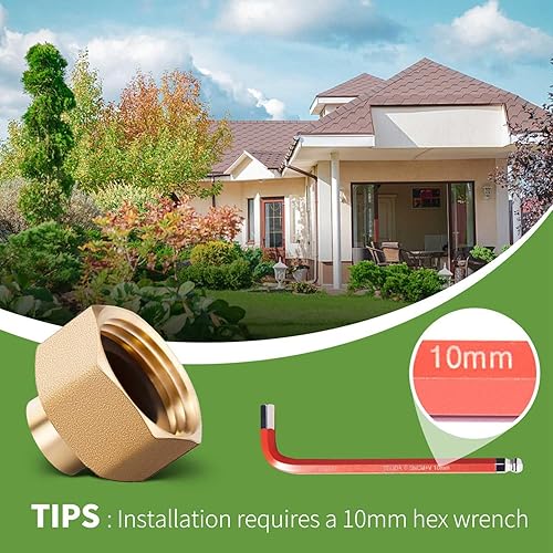 Miniatura 2 de Minimprover 2 piezas de latón hexagonal giratorio 14 pulgadas NPT a 34 pulgadas hembra GHT manguera de jardín conector adaptador de rosca, manguera