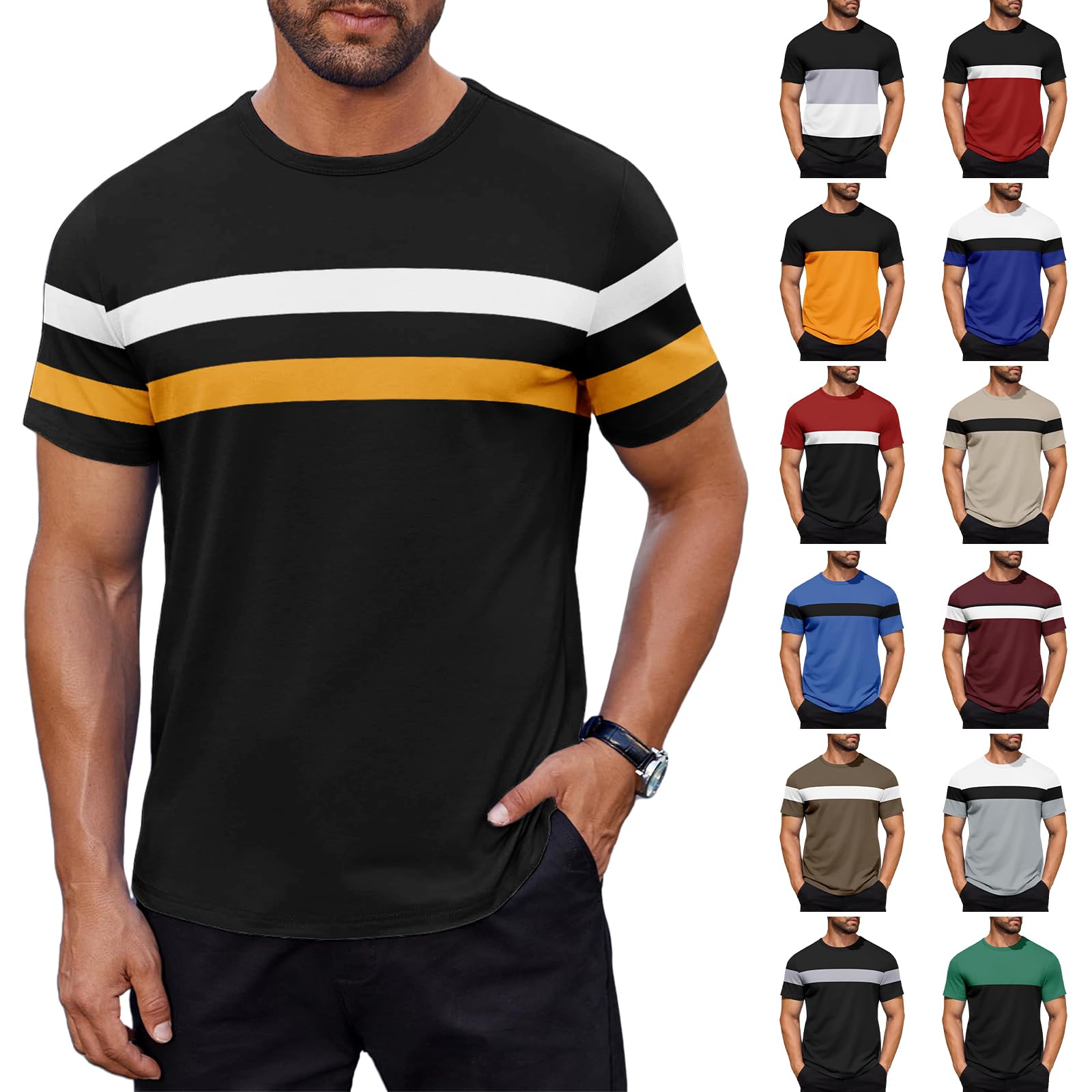 6 13 Pack Mens Short Sleeve T-Shirts Crew Neck Casual Summer T Shirts Basic Tee Shirt