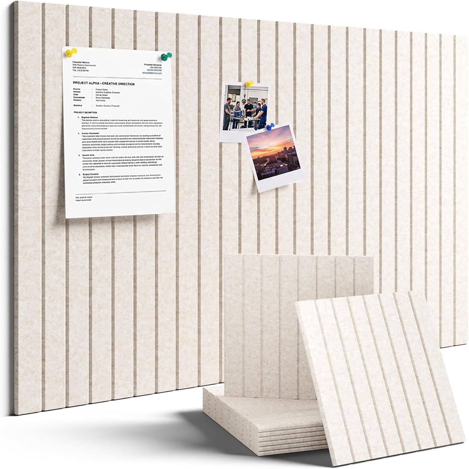 8-Pack Cork Board Alternative, Large 120 x 60cm Felt Pin Board, No-Drill