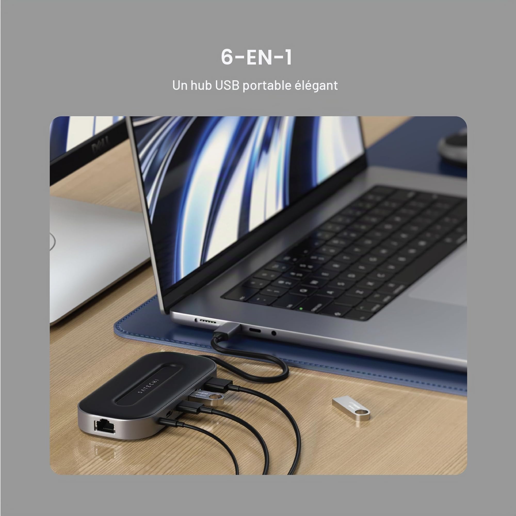 SATECHI Hub USB4 6 en 1 Multiport, 40Gbps, HDMI 8K, PD 100W