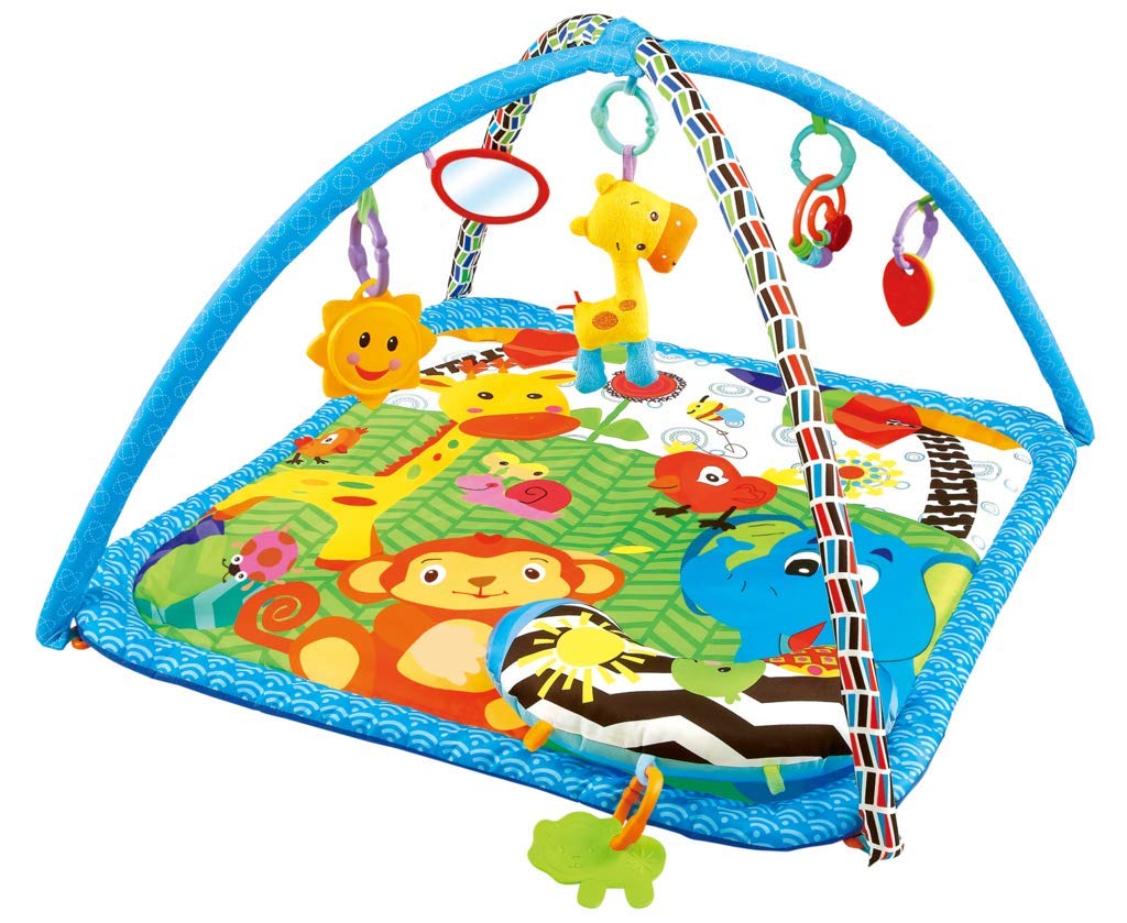 Baby Gyms Play Mats Toddler Fold Acctivity Gyms Play Mat Colorful Baby Pad with Animal Toys, Giraffe