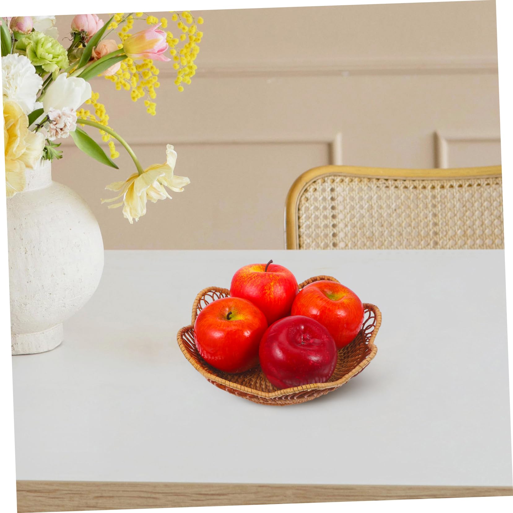 ULTECHNOVO Cesta de Pan de Ratán Redonda, Tejida a Mano, 11 Pulgadas, para Cocina y Encimera, Organizador Elegante de Mesa Amplio Espacio
