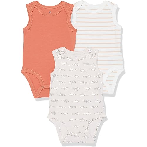 Amazon Essentials Unisex Babies' Cotton Stretch Jersey Sleeveless Bodysuit (Previously Amazon Aware), Pack of 3
