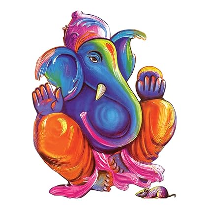 Rangoli Vinyl Modern Art Religion Wall Sticker (Multicolour, Large, 40cm or 50 cm)