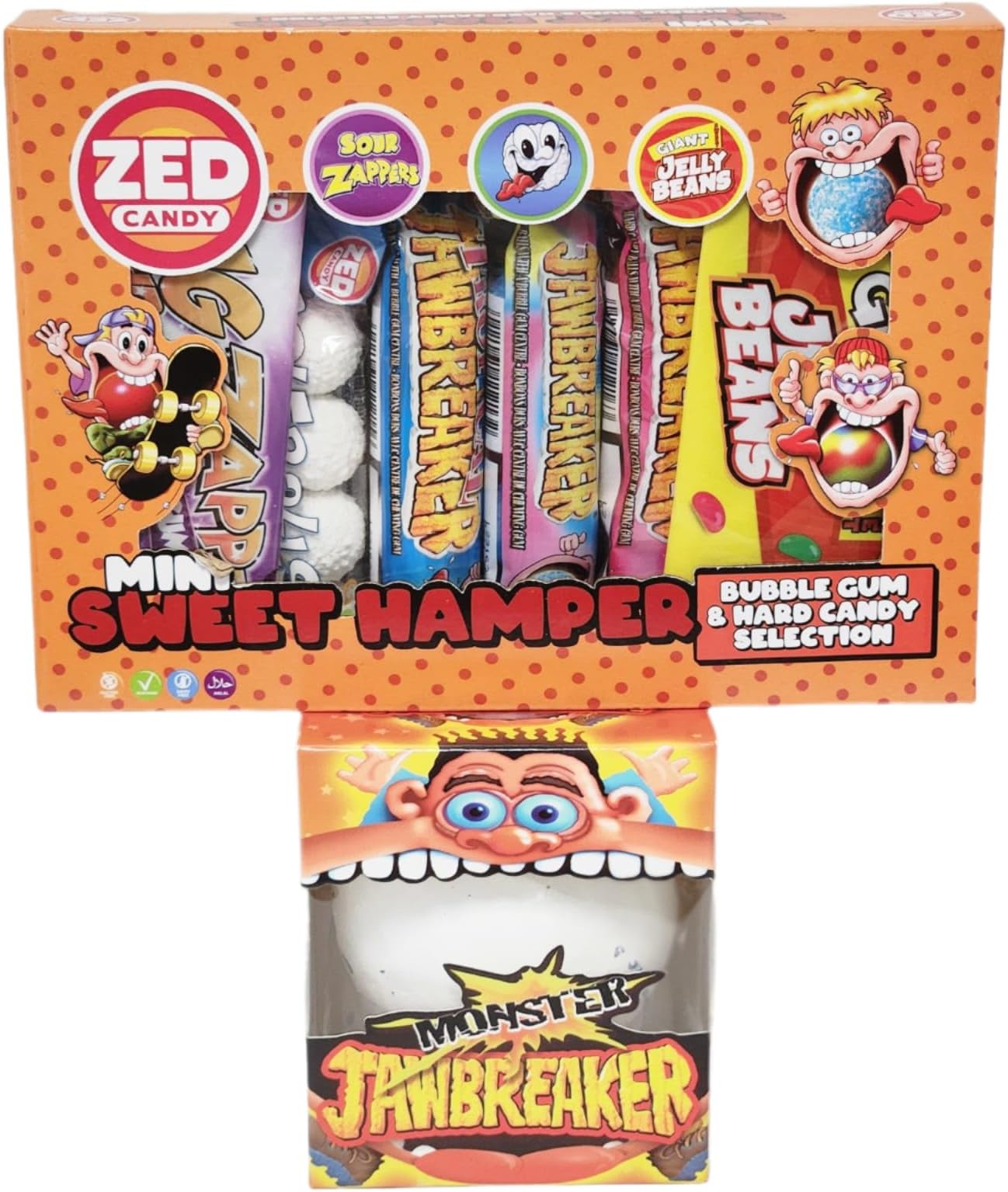 Zed Candy Monster Jawbreaker and Hard Candy Assortment: A Sweet and Scary Selection Pack Of 2