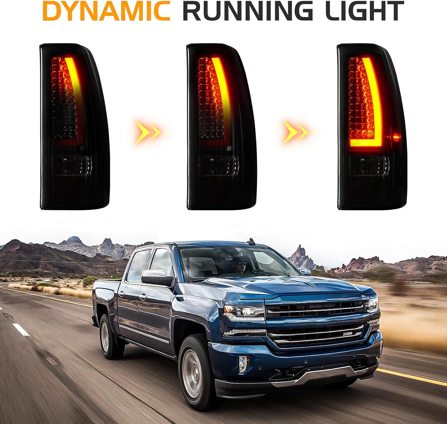 Tail Light Assembly Fit for Chevy Silverado 1500 2500 HD 1999-2002, for GMC Sierra 1500 2500 HD Fleetside 1999-2003, Brake Lights Pair, Smoke Lens