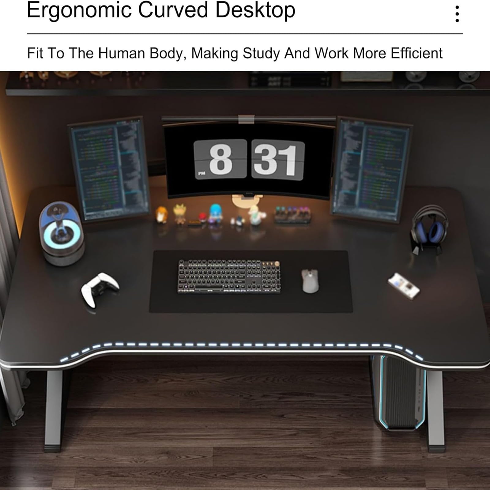 Tavolo da Gioco, scrivania ergonomica per Computer, postazione di Lavoro a Forma di K, scrivania per Studio/Ufficio Domestico in spazi ridotti, Nera, 120 * 60