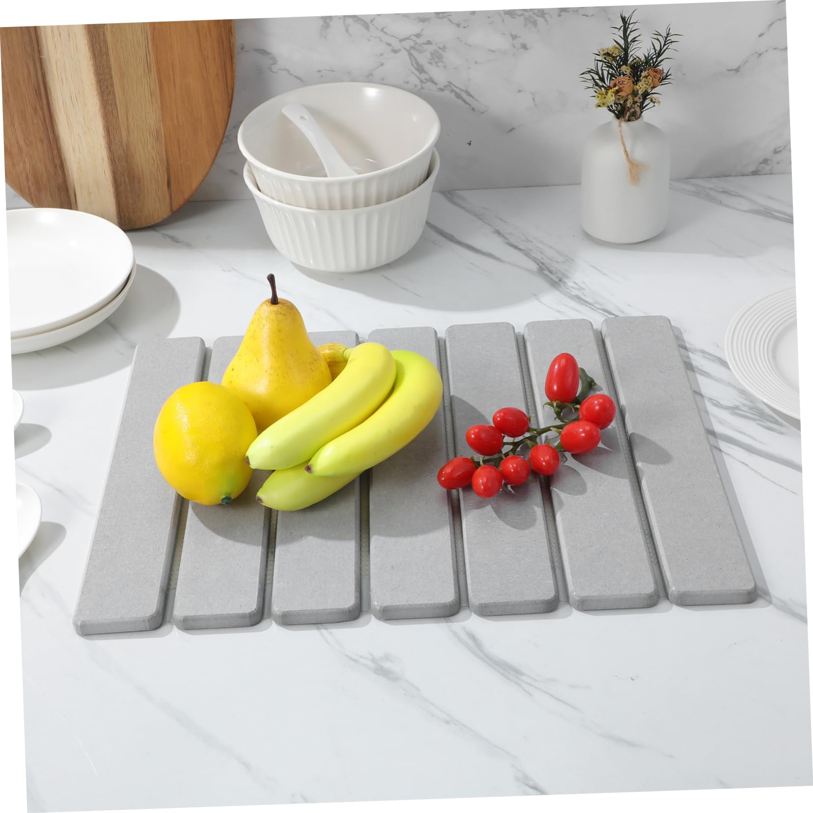 Do Suszenia Naczyń Stone Dish Drying Mat Na Blat Kuchenny - Składana, Szybkoschnąca Na Blat - Ultrachłonna Okrzemkowa Do Naczyń, Butelek, Kubków