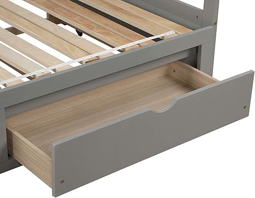 Miniatura 6 de Harper & Bright Designs Sofá cama individual con cama nido, sofá cama extensible con cajones de almacenamiento, sofá cama de madera individual a