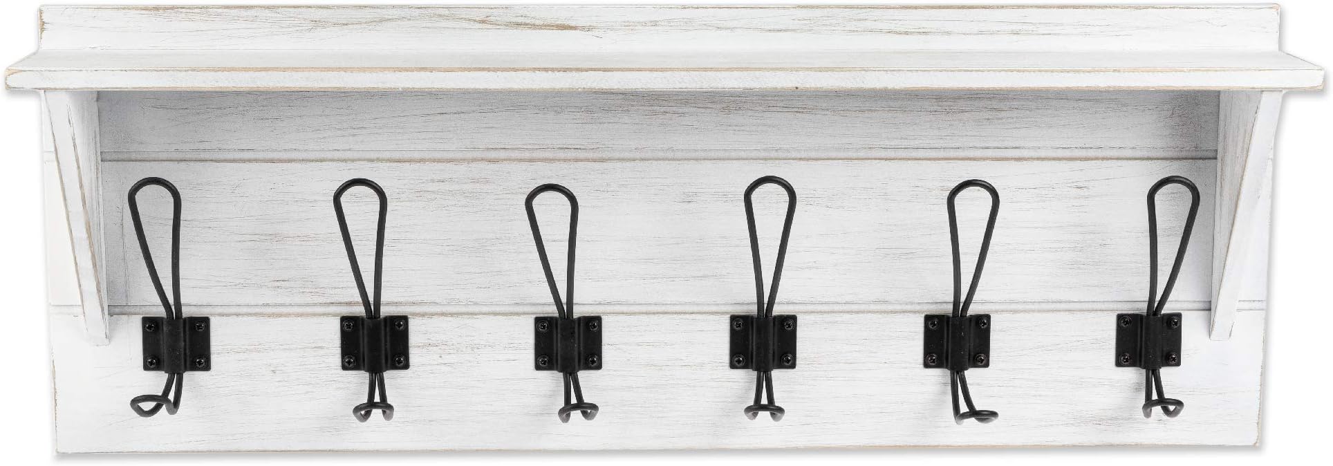 35" Long Coat Rack Wall Mount with Shelf, Rustic Wooden