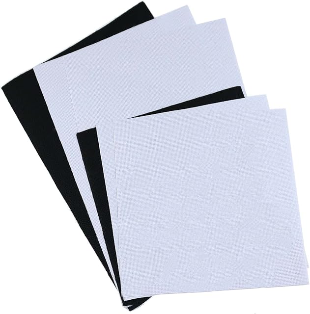 6Pcs Cross Stitch Fabric 14 Count Aida Cross Stitch Aida 11 Count Aida Reserve Aida Cloth Embroidery Fabric for Embroidery, Cloth Craft, DIY Wall Decoration White Black(30 * 30cm, 30 * 45cm)