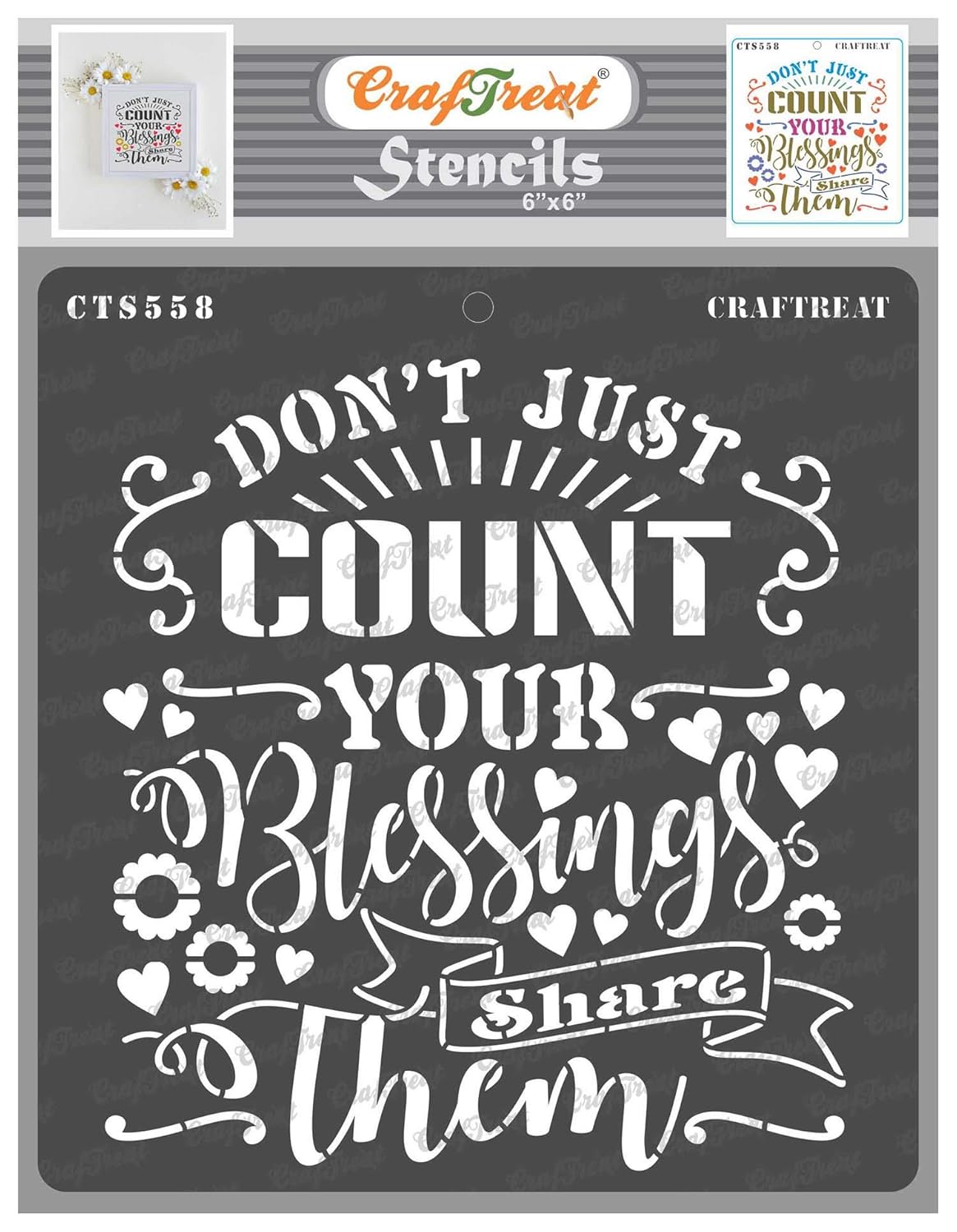 CrafTreat Quote Stencils for Craft and Art for Adults Share Blessings