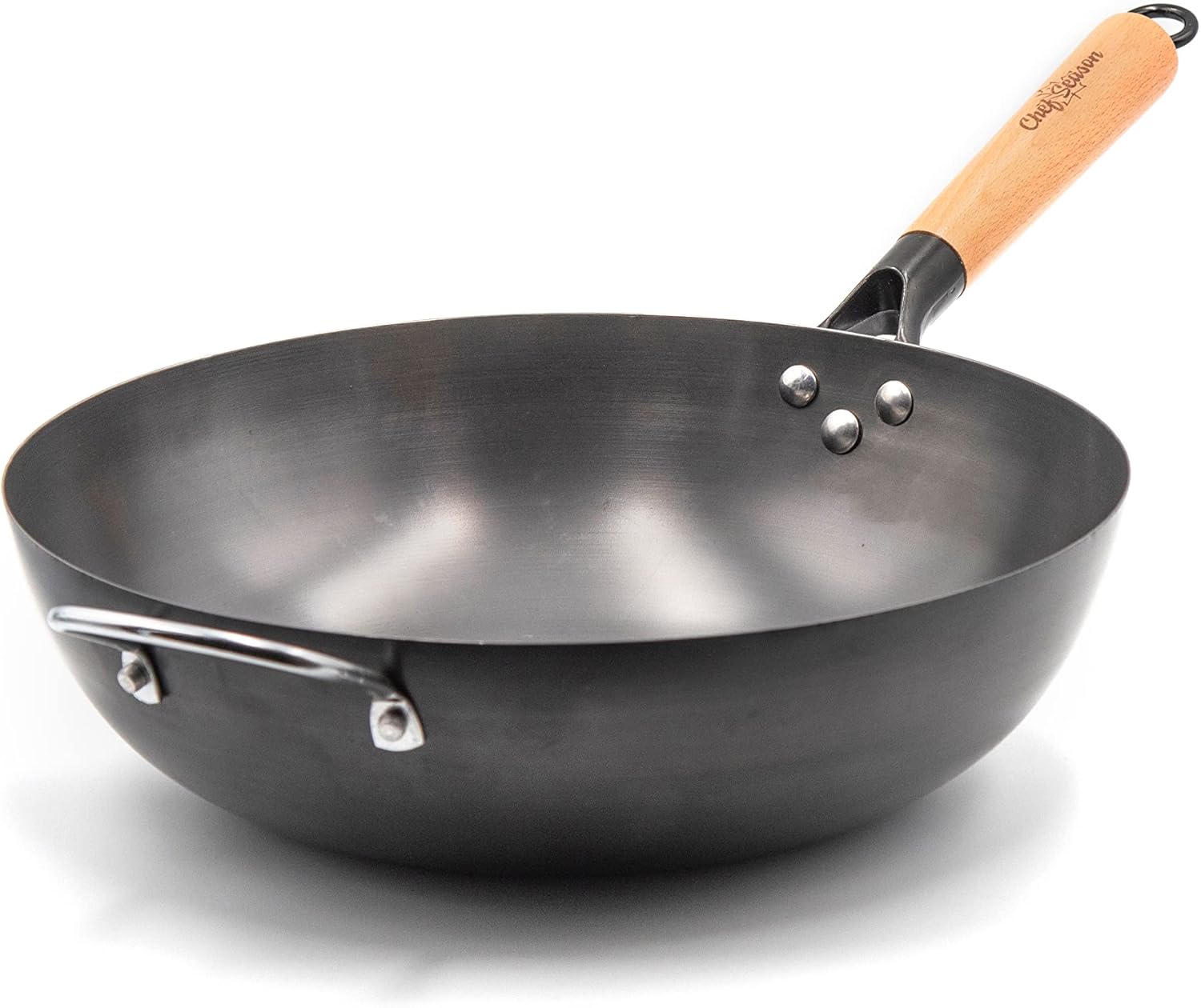 ChefSeason Flat Bottom Carbon Steel Wok 12.6“, Prestige