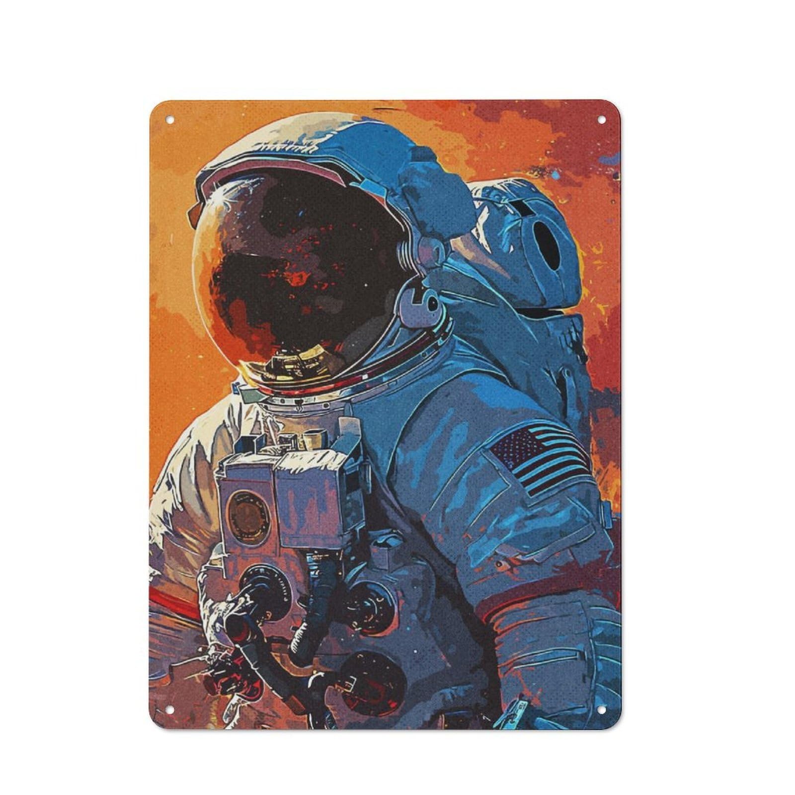 Junmoney Astronauts Artistic 40X30cm Retro Tin Wall Plaque With For Pub Or Café, A Winter Wall Decor Update For Café Interior Fans