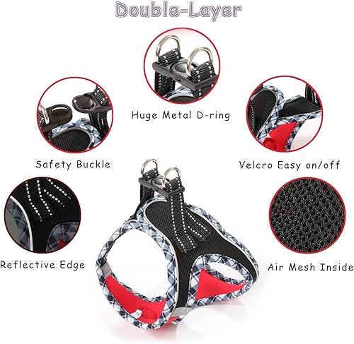 Miniatura 2 de Arnés para perro con correa, arnés ajustable para perro con arnés de malla suave sin tirones para mascotas, chaleco reflectante para cachorros, para