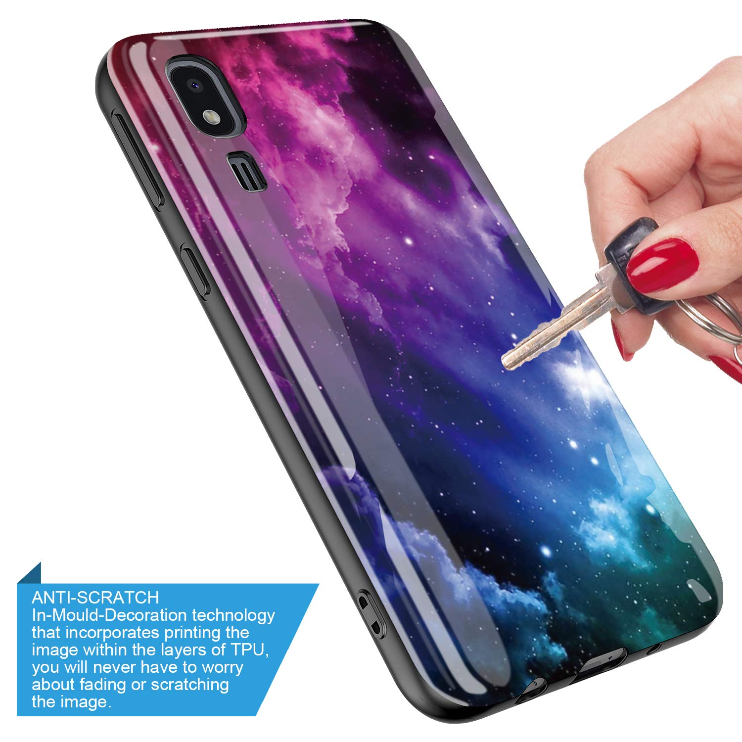 GORGCASE for Samsung Galaxy A2 CORE CASE,Ultra Slim Fashion Graphic Design  Anti-Scratch Shook-Proof PC TPU Bumper Armor Cute Bling Teen Girls Women