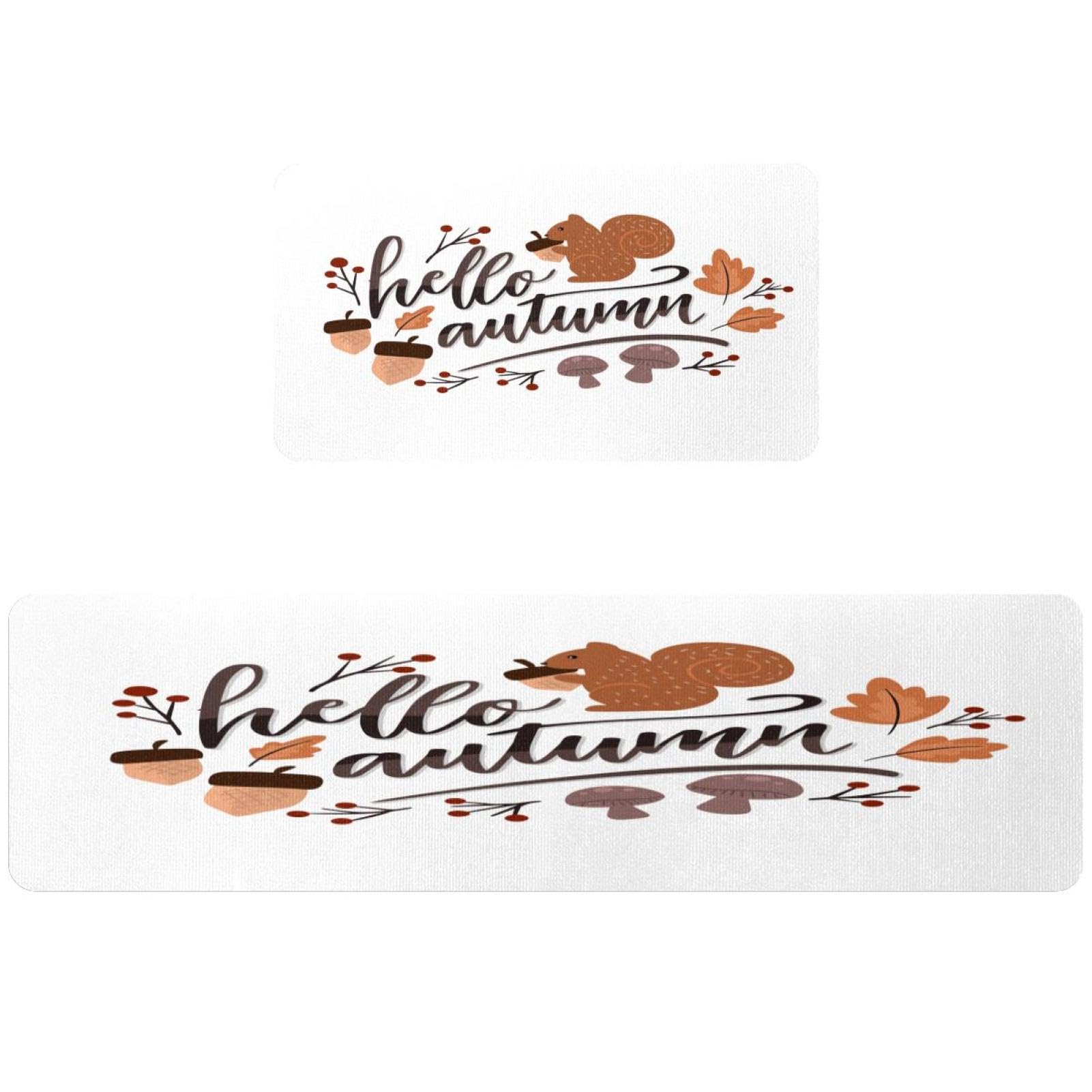 Alfombrillas de cocina de ardilla de otoño VAPOKF juego de 2 alfombras antideslizantes lavables