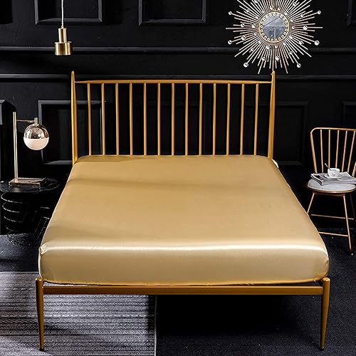 Miniatura 8 de 1 sábana bajera de satén de lujo clásica, suave, sedosa, color sólido (negro, sábana bajera (Queen))