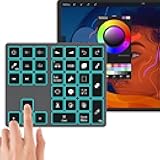 Doohoeek Updated Backlit Bluetooth Keypad for iPad Procreate Compatible with iOS17 or Later, Rechargeable Keyboard for Procreate and Drawing Shortcuts for iPad and Graphic Tablets, Grey