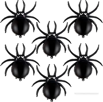 6 Pcs Black Spider Balloons, Halloween Party Decorations, 33 Inch Spider Foil Mylar Balloons for Halloween Party Birthday Haunted House Spooky Decoration Supplies