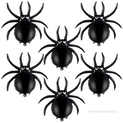 6 Pcs Black Spider Balloons, Halloween Party Decorations, 33 Inch