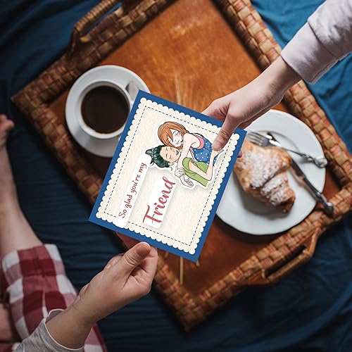 Miniatura 6 de INFUNLY Sellos y Troqueles de Mejores Amigas para Hacer Tarjetas Sentimiento Sellos Transparentes DIY Troqueles de Metal Hermosas Amigas Sello de