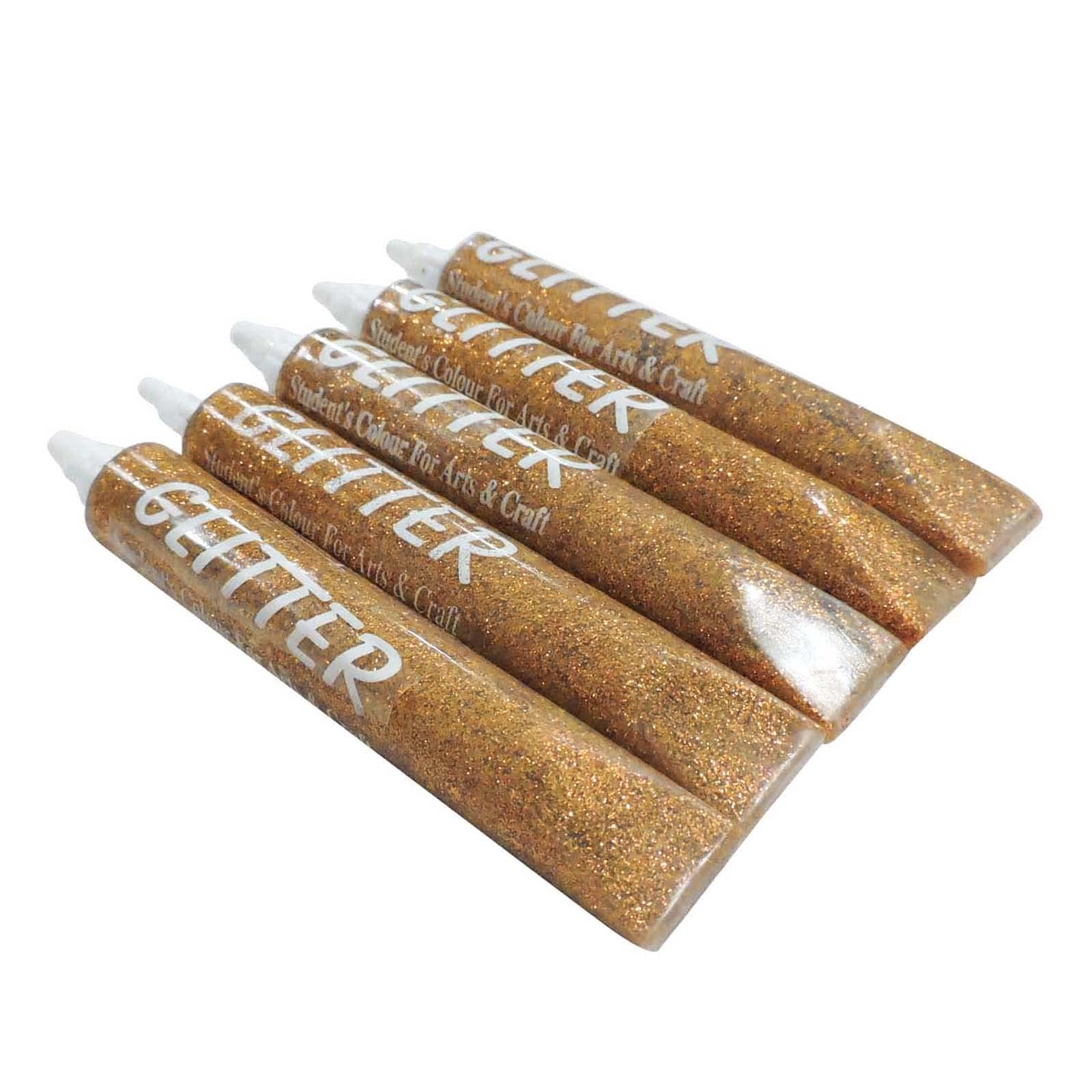 Asian Hobby Crafts Sparkling Golden Glitter Tubes, Paper Glitter for Art &Crafts, Drawing, School Projects, and Model Making and DIY Projects|Set of 5 (25 ML Each, Golden)-image-36