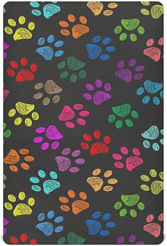 Sábanas bajeras ajustables para cuna, coloridas patas de perro, sábanas portátiles y elásticas para bebé niño, colchón suave y transpirable para